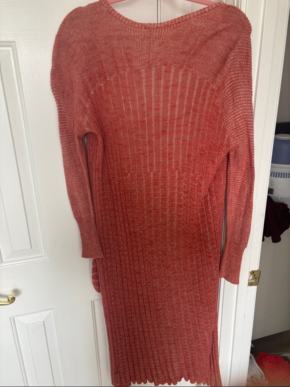 Free People Coral Rust Ribbed V-Neck Cardigan - Picture 5 of 5